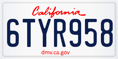 CA license plate 6TYR958