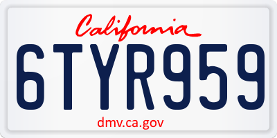 CA license plate 6TYR959