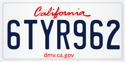 CA license plate 6TYR962
