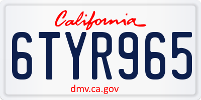 CA license plate 6TYR965