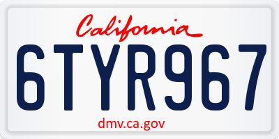 CA license plate 6TYR967