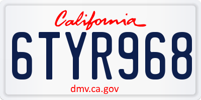 CA license plate 6TYR968