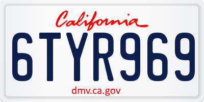 CA license plate 6TYR969