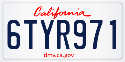 CA license plate 6TYR971