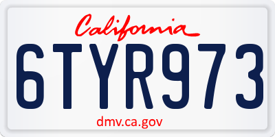 CA license plate 6TYR973