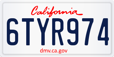 CA license plate 6TYR974
