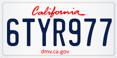 CA license plate 6TYR977