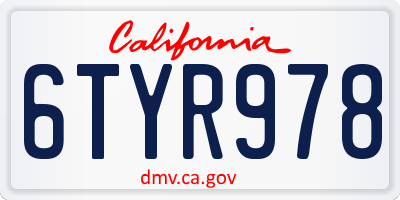 CA license plate 6TYR978