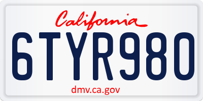 CA license plate 6TYR980