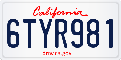 CA license plate 6TYR981