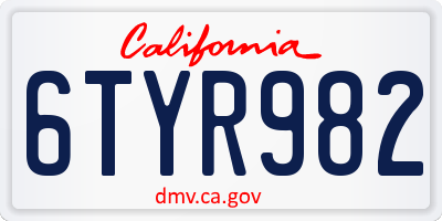 CA license plate 6TYR982