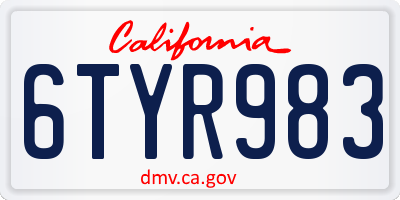 CA license plate 6TYR983