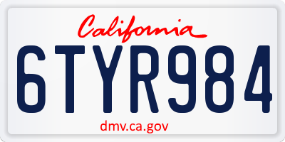 CA license plate 6TYR984