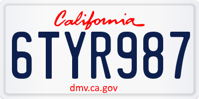CA license plate 6TYR987