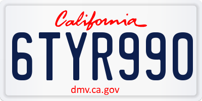 CA license plate 6TYR990