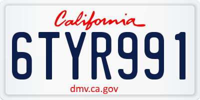 CA license plate 6TYR991