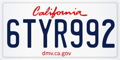 CA license plate 6TYR992