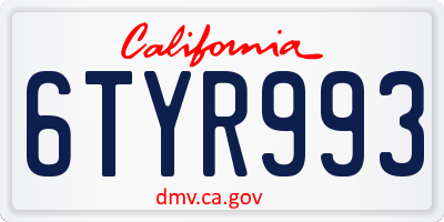 CA license plate 6TYR993