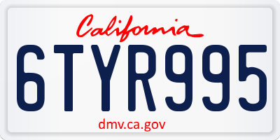 CA license plate 6TYR995