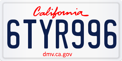 CA license plate 6TYR996