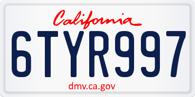 CA license plate 6TYR997