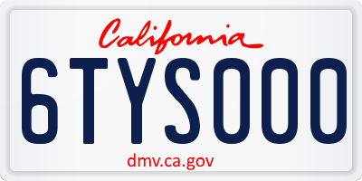 CA license plate 6TYS000