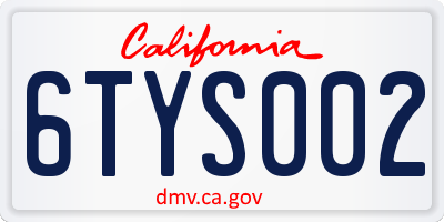 CA license plate 6TYS002
