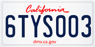 CA license plate 6TYS003