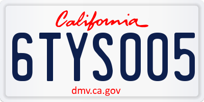 CA license plate 6TYS005