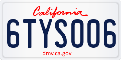 CA license plate 6TYS006