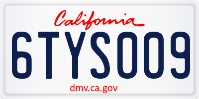 CA license plate 6TYS009