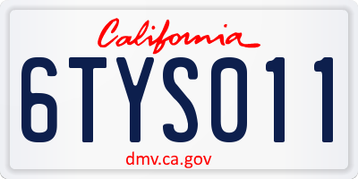 CA license plate 6TYS011