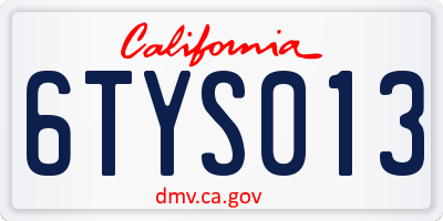 CA license plate 6TYS013