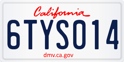 CA license plate 6TYS014