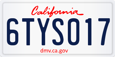 CA license plate 6TYS017