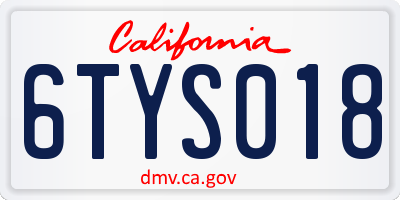 CA license plate 6TYS018