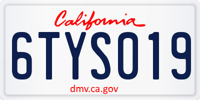 CA license plate 6TYS019
