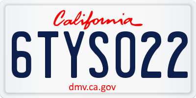 CA license plate 6TYS022