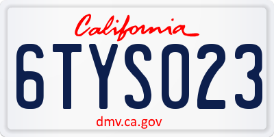 CA license plate 6TYS023