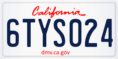 CA license plate 6TYS024