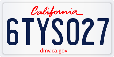 CA license plate 6TYS027