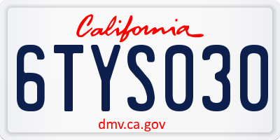 CA license plate 6TYS030