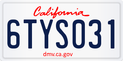 CA license plate 6TYS031