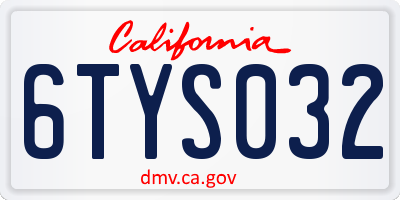 CA license plate 6TYS032