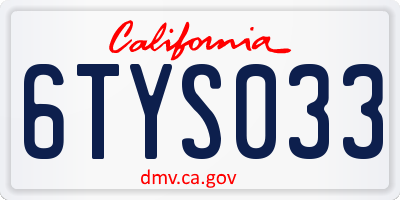 CA license plate 6TYS033