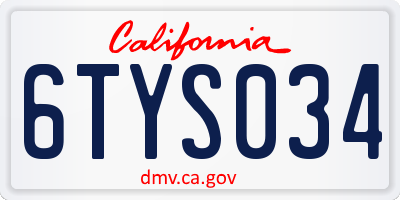 CA license plate 6TYS034