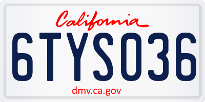 CA license plate 6TYS036