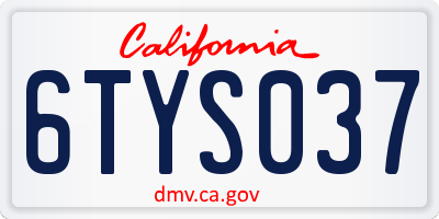 CA license plate 6TYS037