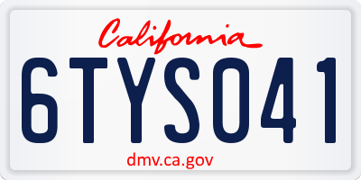 CA license plate 6TYS041