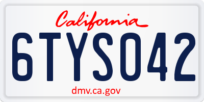 CA license plate 6TYS042